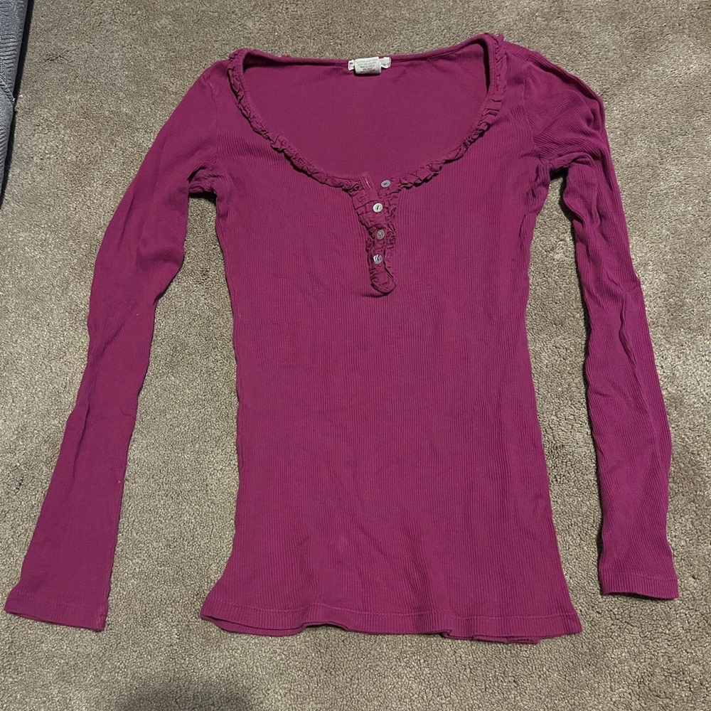Love Rocks purple ribbed Long Sleeve Top